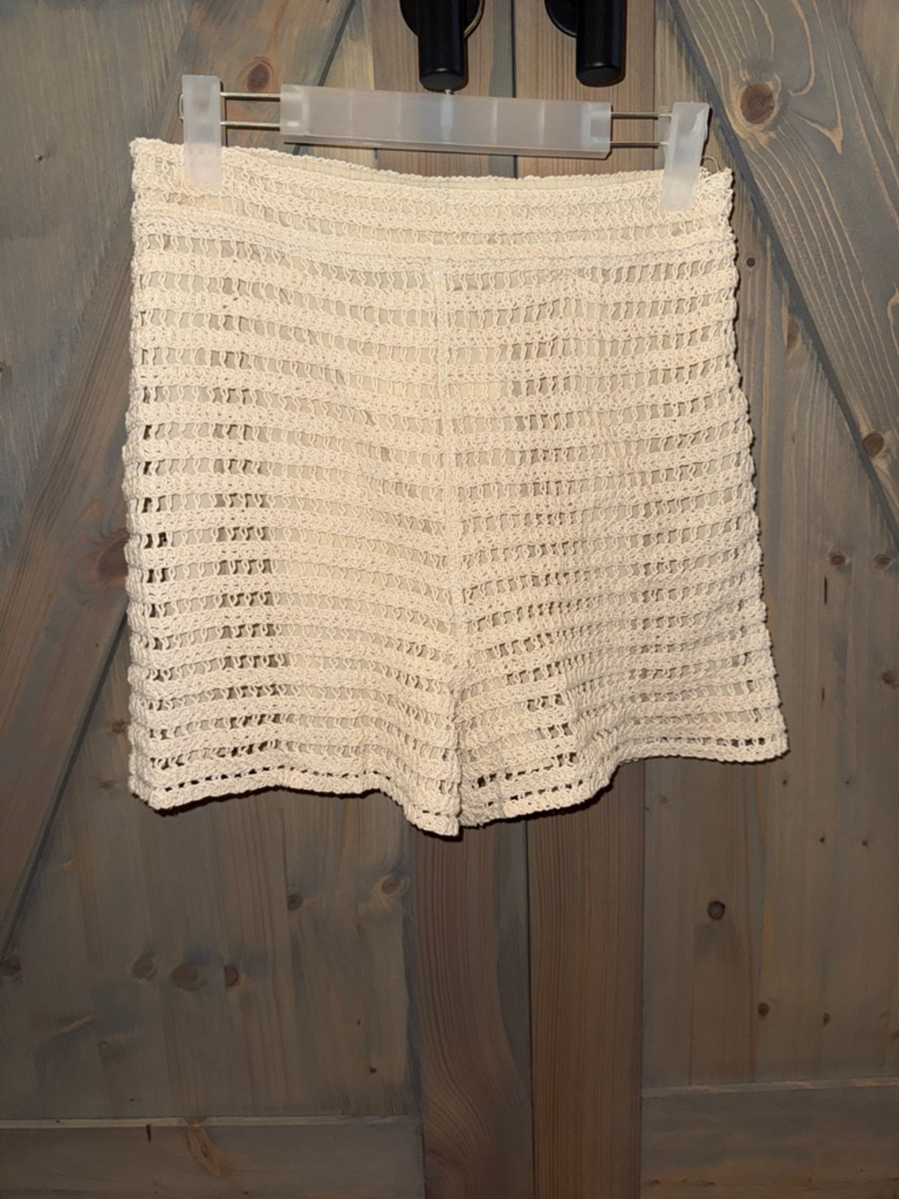Skies Are Blue Cream Crochet Knit Women's Shorts